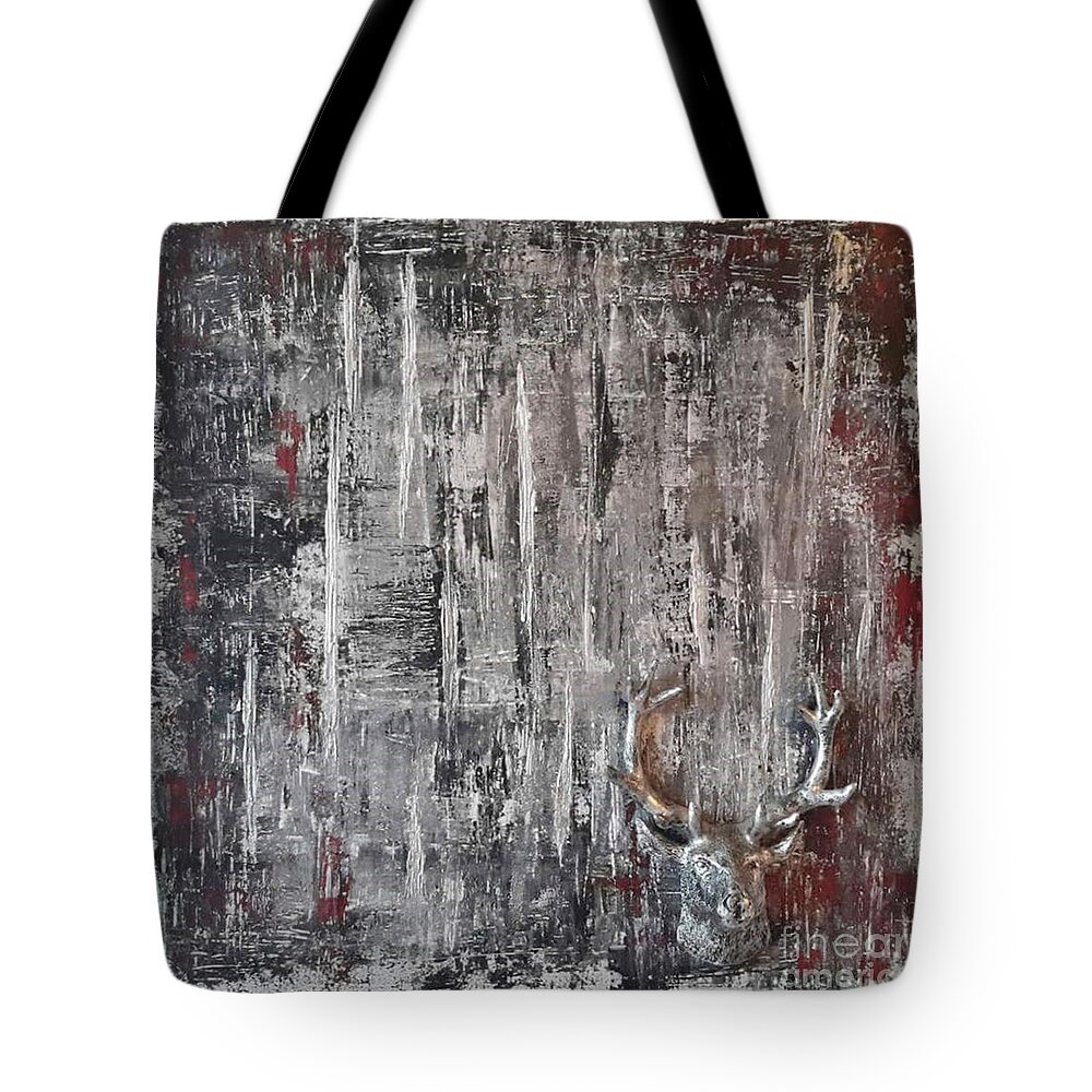 Abstract Painting Strcutured Mix Tote Bag featuring the painting H3 - platzhirsch by KUNST MIT HERZ Art with heart