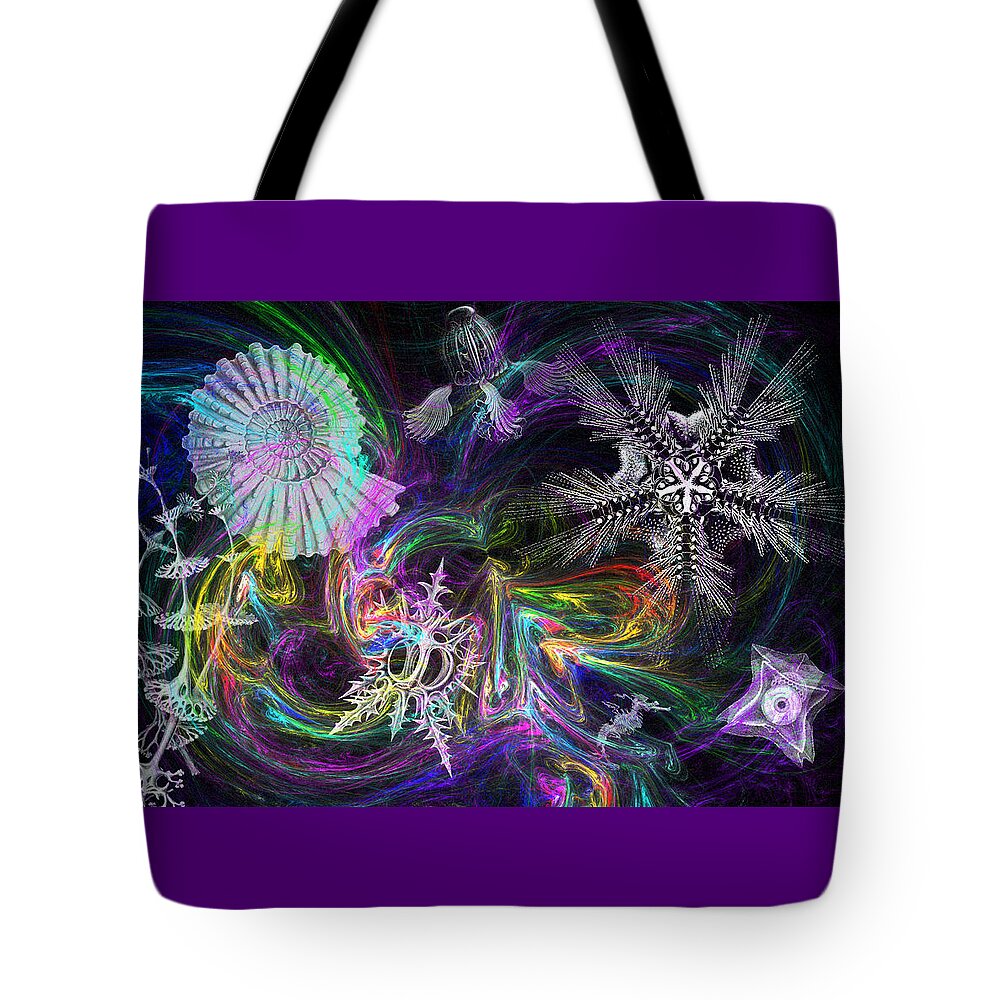 Haeckel Tote Bag featuring the digital art Haeckel Sea by Lisa Yount