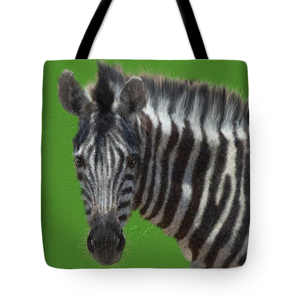 Zebra Tote Bag featuring the digital art Hairy zebra by Debra Baldwin