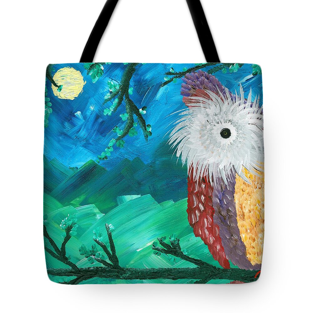 Owls Tote Bag featuring the painting Half-a-Hoot 01 by MiMi Stirn