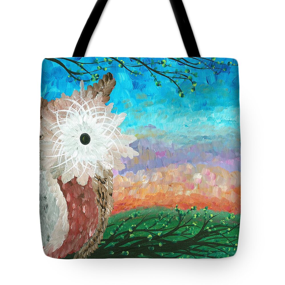 Owls Tote Bag featuring the painting Half-a-Hoot 02 by MiMi Stirn