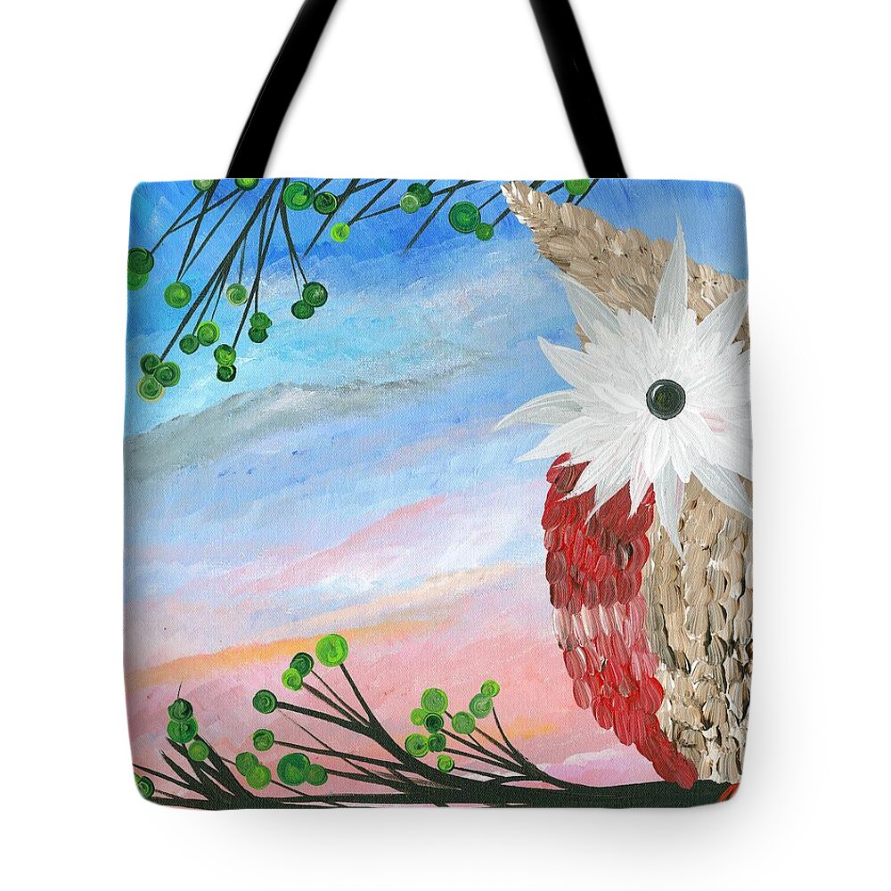 Owls Tote Bag featuring the painting Half-a-Hoot 03 by MiMi Stirn
