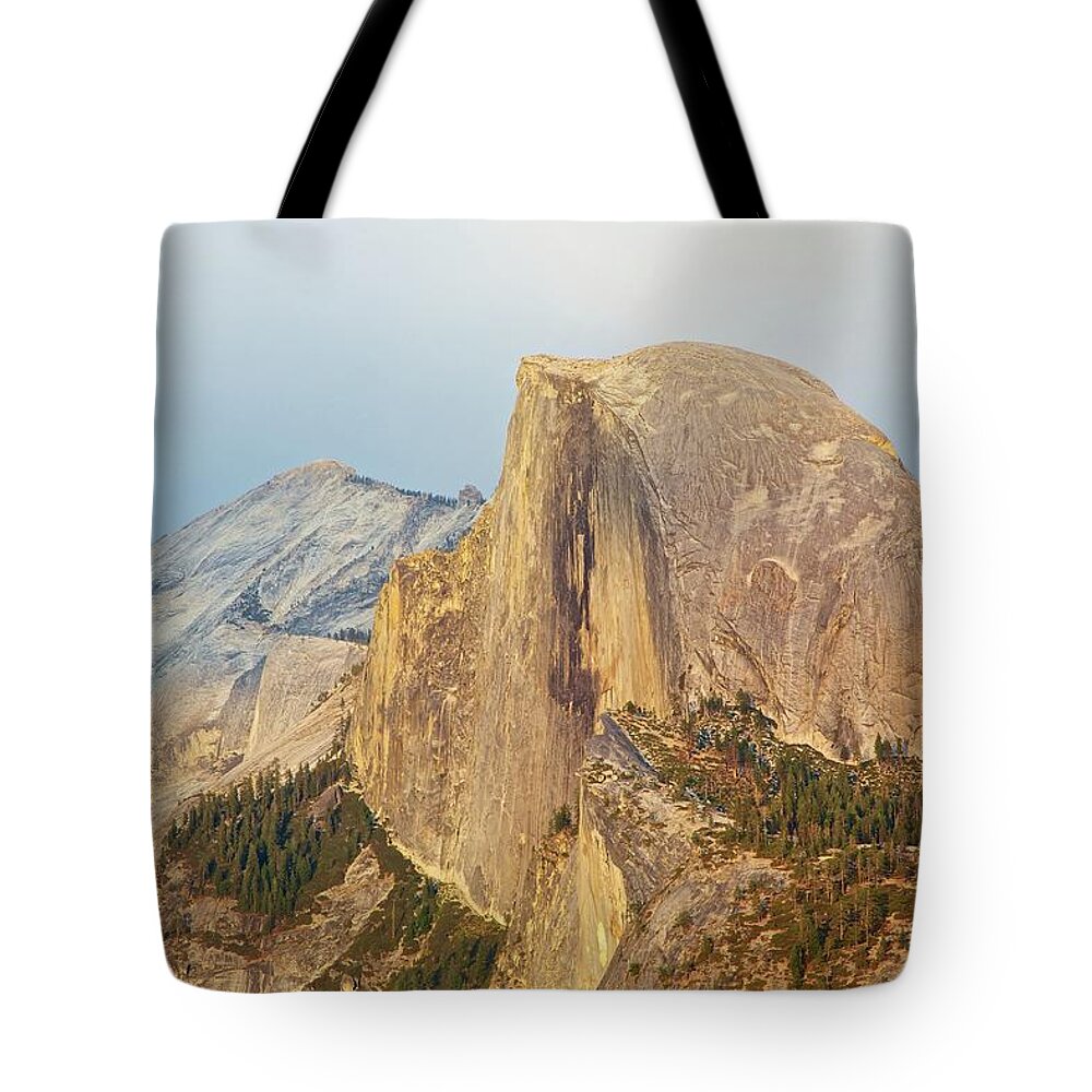 Tranquility Tote Bag featuring the photograph Half Dome At Sunset, Rain In The East by Kirk Lougheed