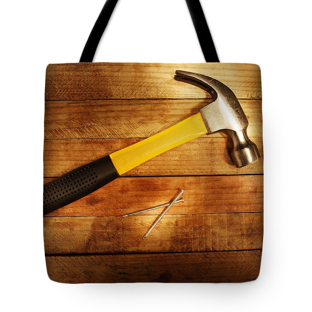 Hammer and nails Tote Bag by Les Cunliffe - Pixels