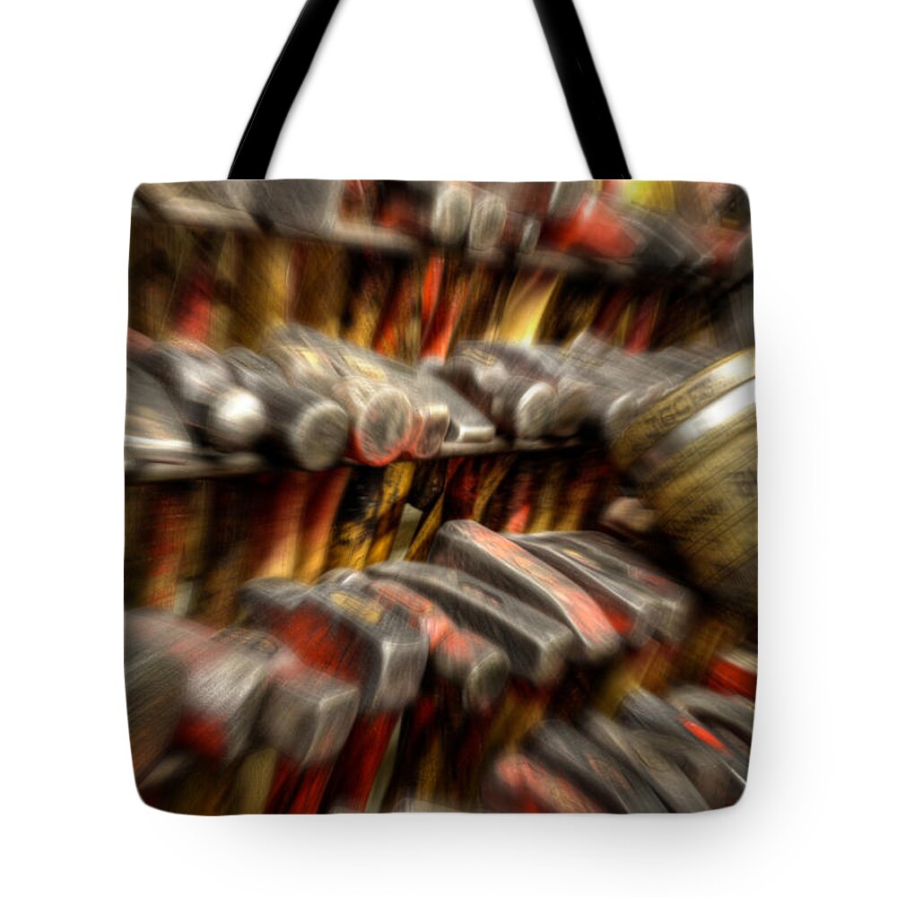 Hammered Tote Bag featuring the photograph Hammered Abstract by Greg and Chrystal Mimbs