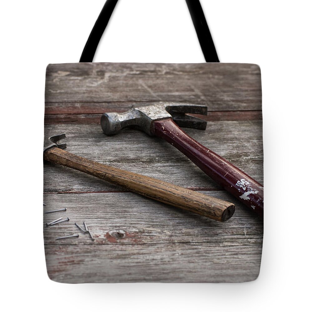 Hammer Tote Bag featuring the photograph Hammers and Nails by Photographic Arts And Design Studio
