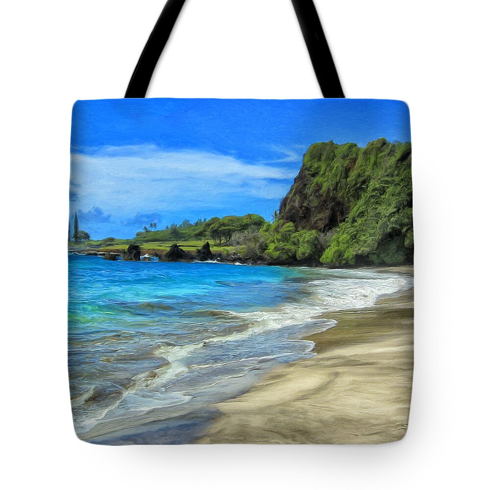 Maui Tote Bag featuring the painting Hamoa Beach at Hana Maui by Dominic Piperata
