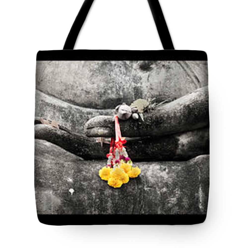 Temple Tote Bag featuring the photograph Hands of Buddha by Adrian Evans