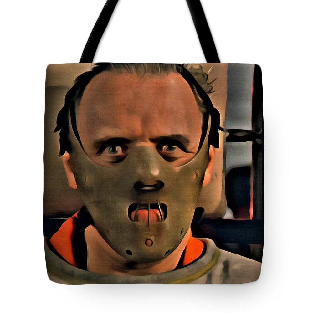 Silence Of The Lambs Tote Bag featuring the painting Hannibal Lecter by Florian Rodarte