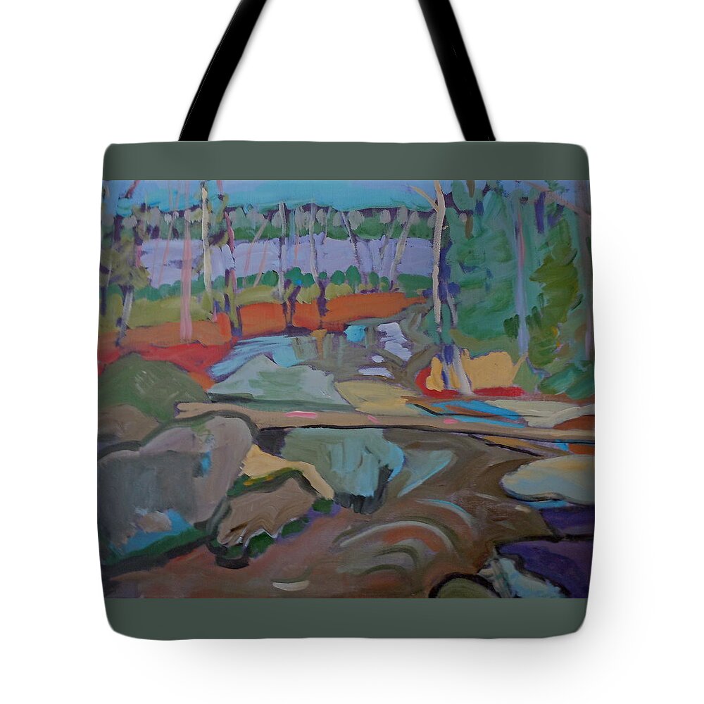 Landscape Tote Bag featuring the painting Happy Brook by Francine Frank