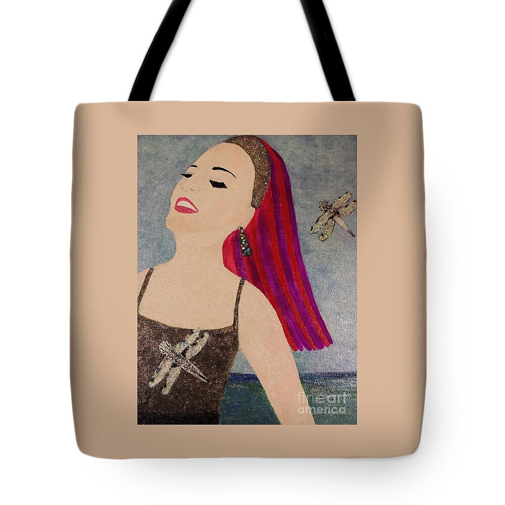 Happy Tote Bag featuring the painting Happy Face by Jasna Gopic