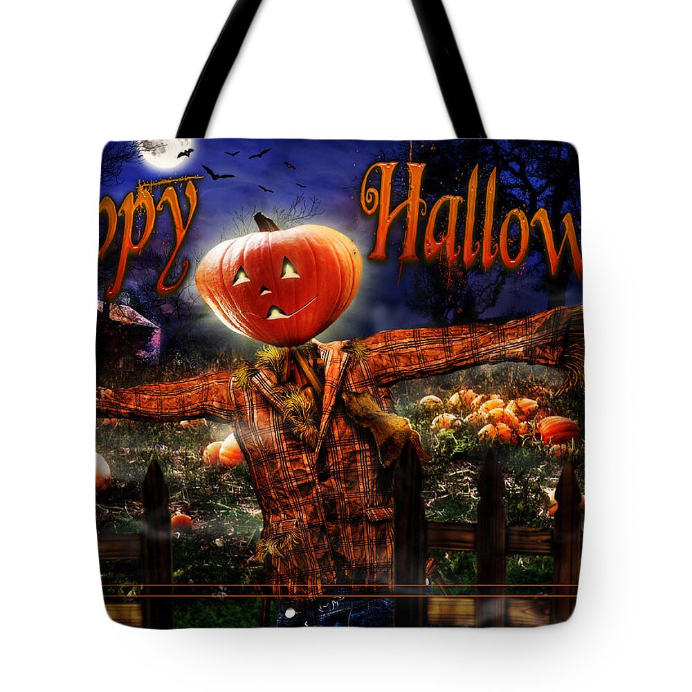Scarecrow Tote Bag featuring the digital art Happy Halloween IV by Alessandro Della Pietra