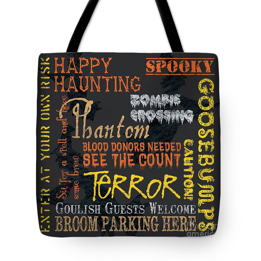 Halloween Tote Bag featuring the painting Happy Haunting by Debbie DeWitt