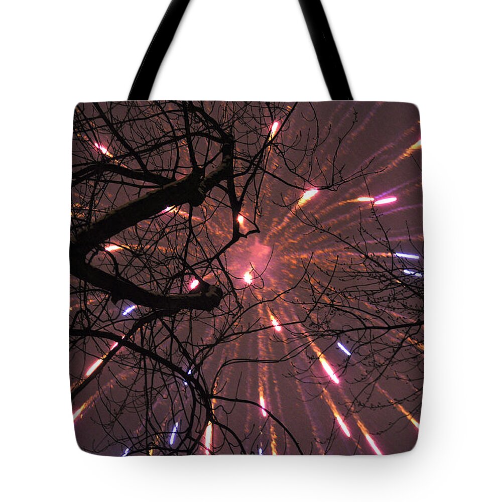 Fireworks Tote Bag featuring the photograph Happy New Year 2014 by Verana Stark