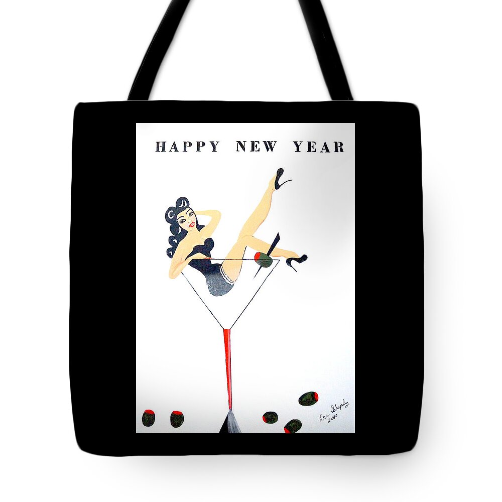 Happy New Year Tote Bag featuring the painting Happy New Year by Nora Shepley