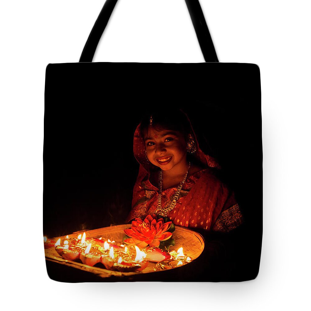 Hinduism Tote Bag featuring the photograph Happy On Diwali by India Photography