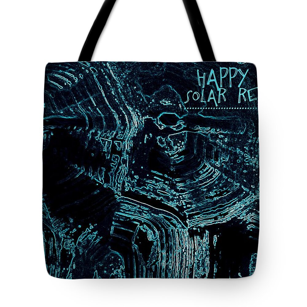 Tortoise Shell Design Tote Bag featuring the digital art Happy Solar Return Turquoise by Cleaster Cotton