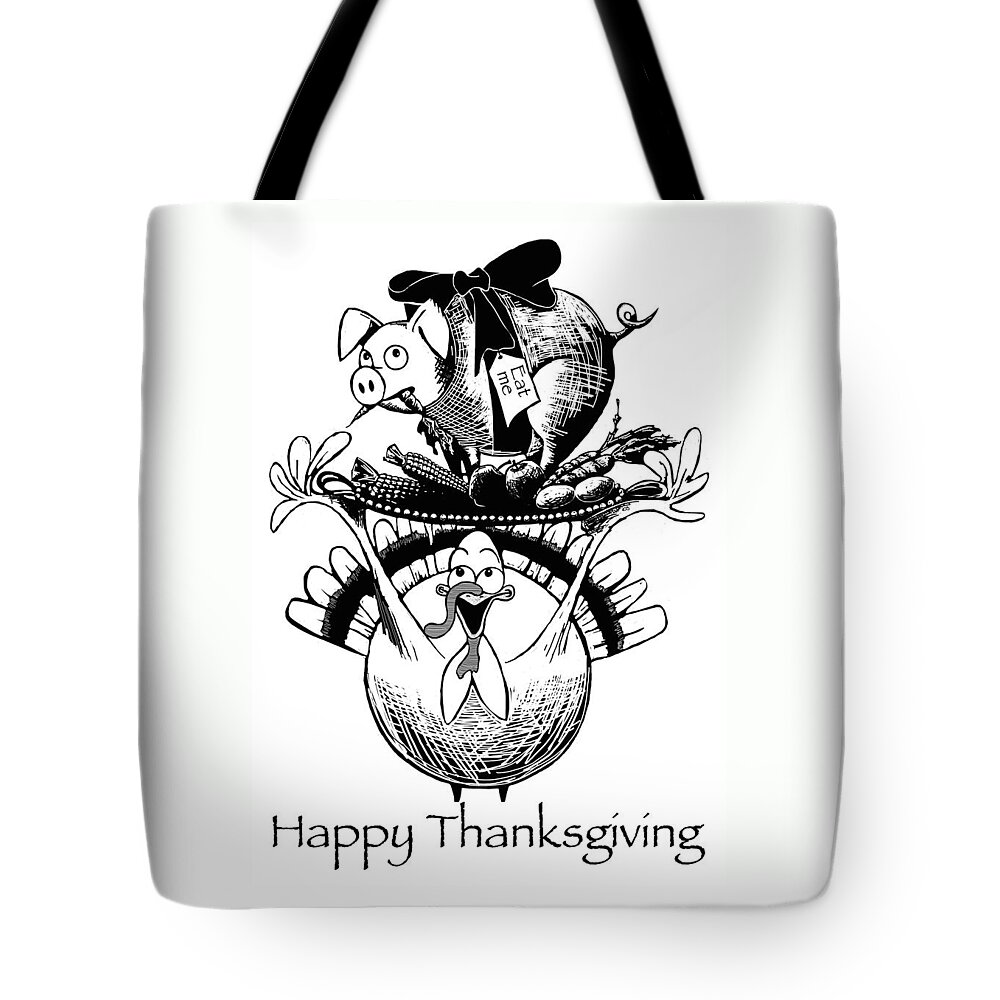 Thanksgiving Tote Bag featuring the digital art Happy Thanksgiving by Konni Jensen