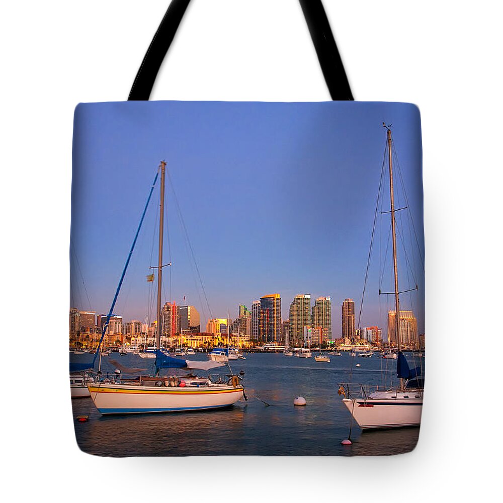 California Tote Bag featuring the photograph Harbor Sailboats by Peter Tellone