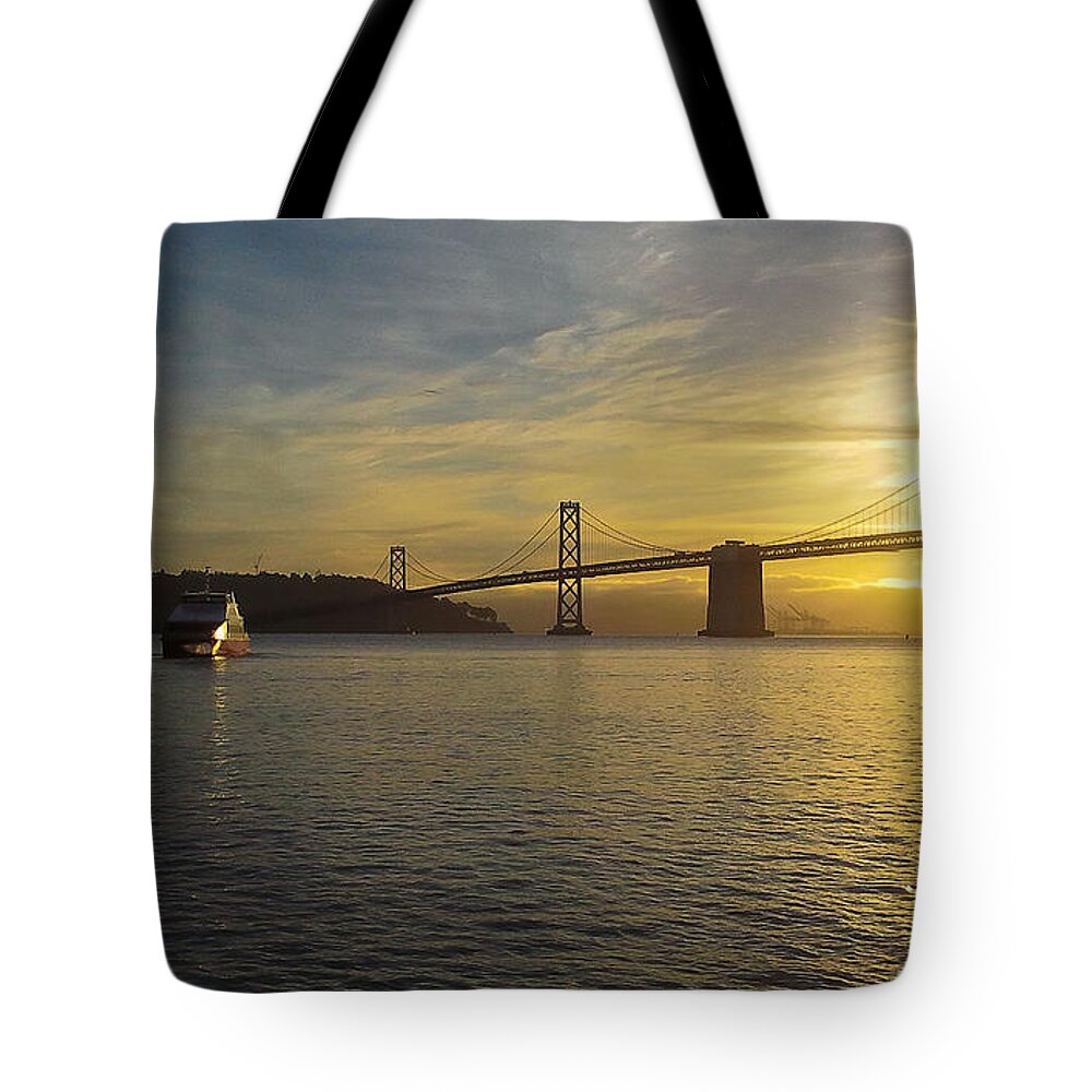 Harbour Tote Bag featuring the photograph Harbour crossing at Dawn by Jenny Setchell