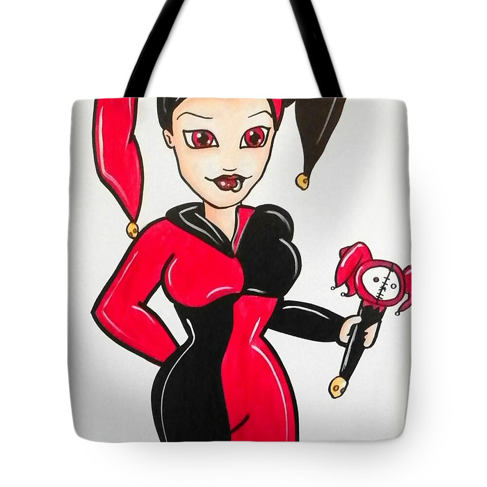 Art Tote Bag featuring the painting Harlequin by Marisela Mungia