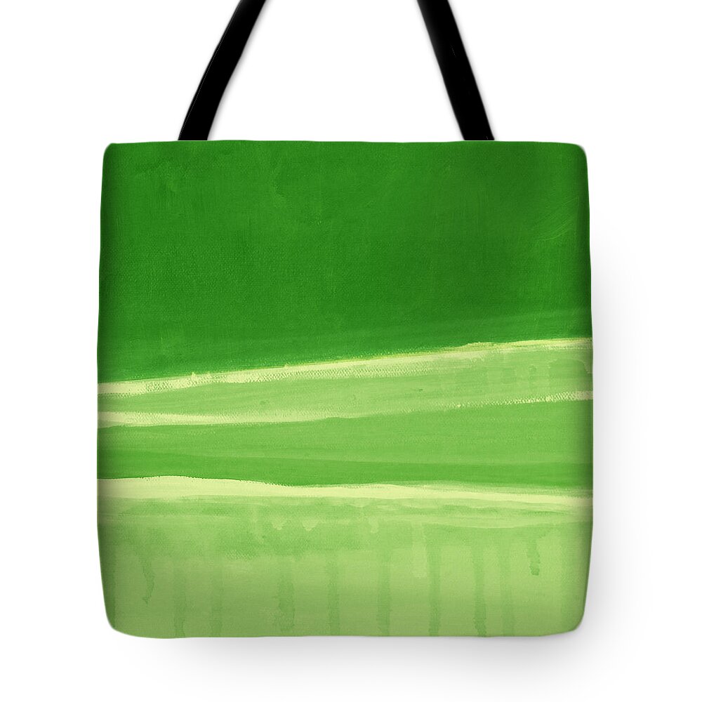 Abstract Painting Tote Bag featuring the painting Harmony In Green by Linda Woods