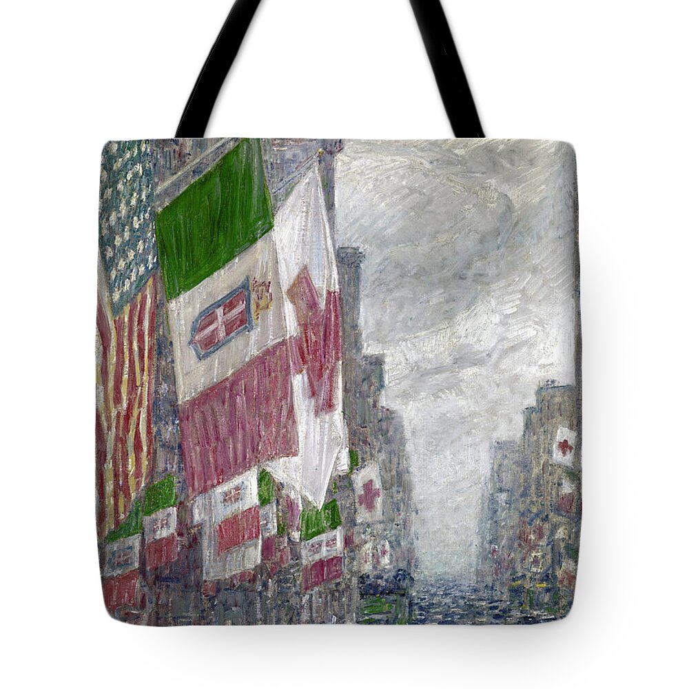 1918 Tote Bag featuring the photograph Hassam: Italian Day, 1918 by Granger