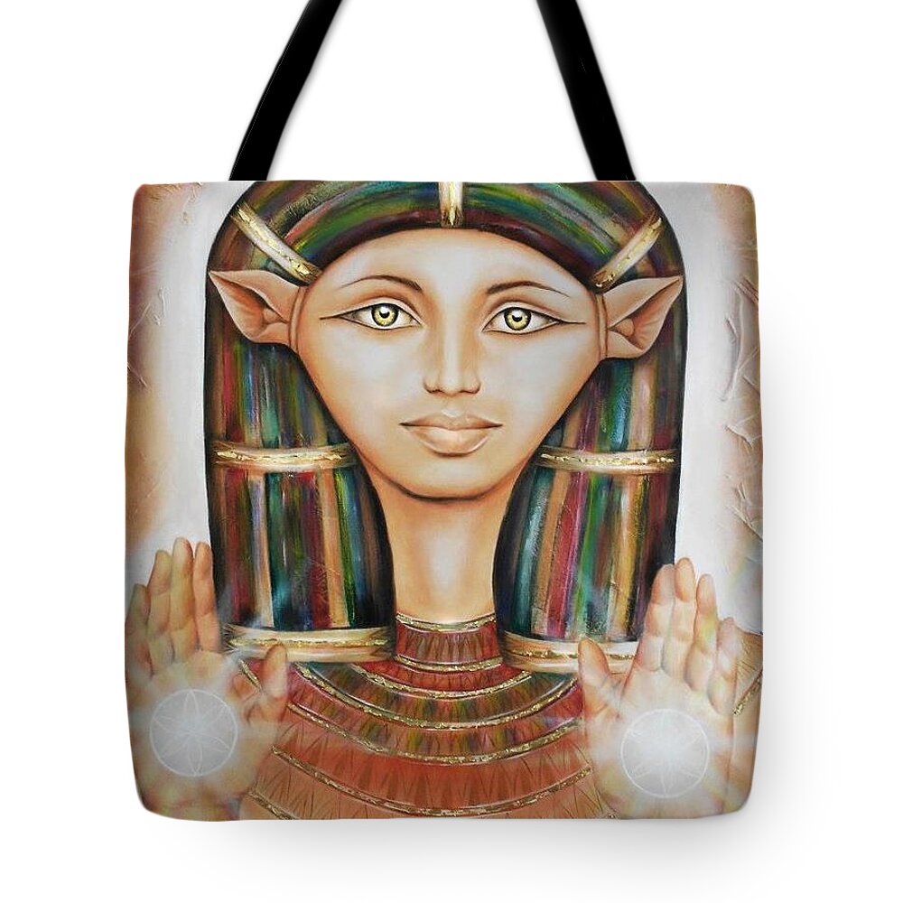 Hathor Tote Bag featuring the painting Hathor Rendition by Robyn Chance