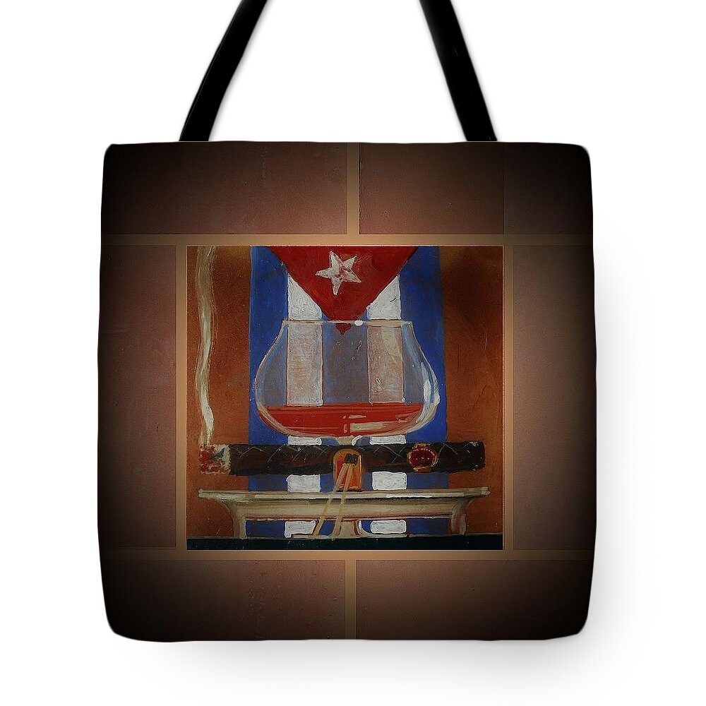 Cuban Cigars .luxury Cognac . Tote Bag featuring the painting Havana 2 by Andrew Drozdowicz