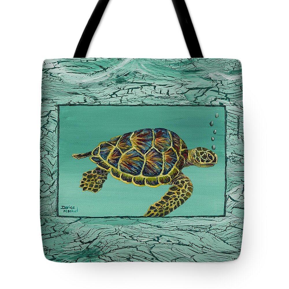 Animal Tote Bag featuring the painting Hawaiian Sea Turtle by Darice Machel McGuire