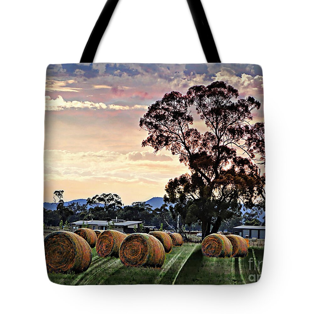 Landscape Tote Bag featuring the photograph Hay Morning by Ben Yassa