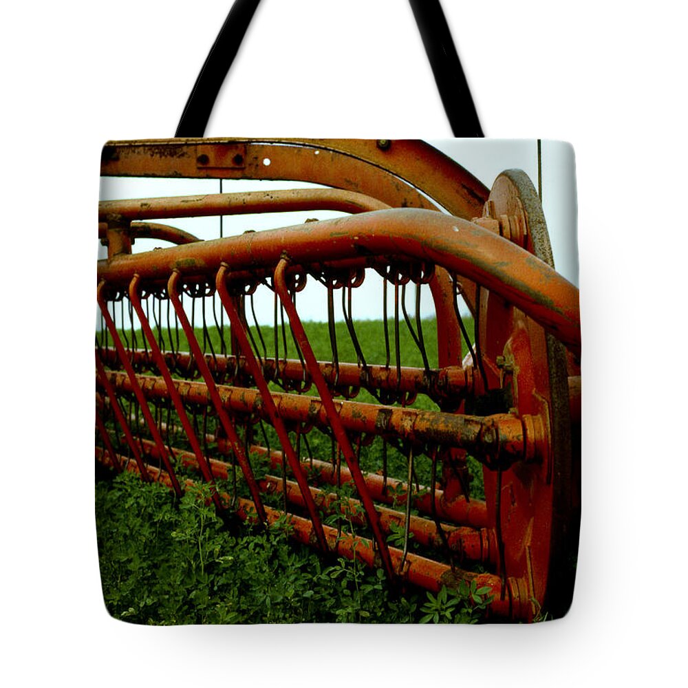 Massey Ferguson Tote Bag featuring the photograph Hay Rake by Lee Newell