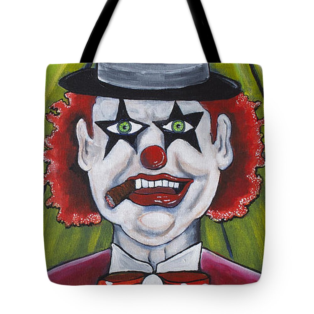Clowns Tote Bag featuring the painting Head Clown by Patricia Arroyo