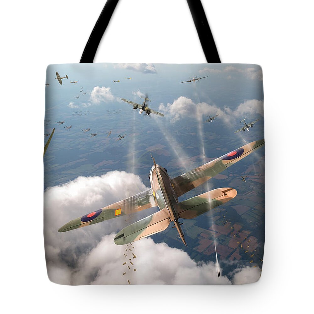 Hawker Hurricane Tote Bag featuring the photograph Headlong attack by Gary Eason