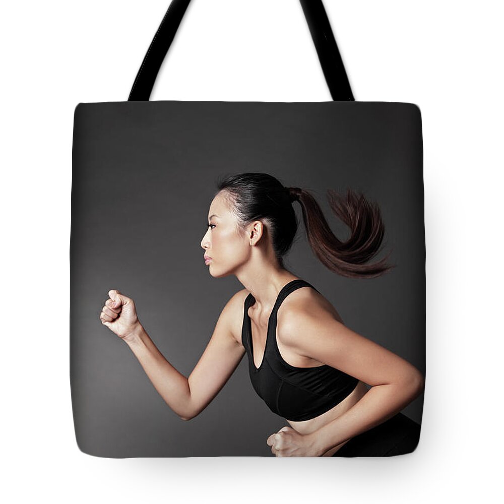 People Tote Bag featuring the photograph Healthy Asian Woman Running by Harvey Tsoi