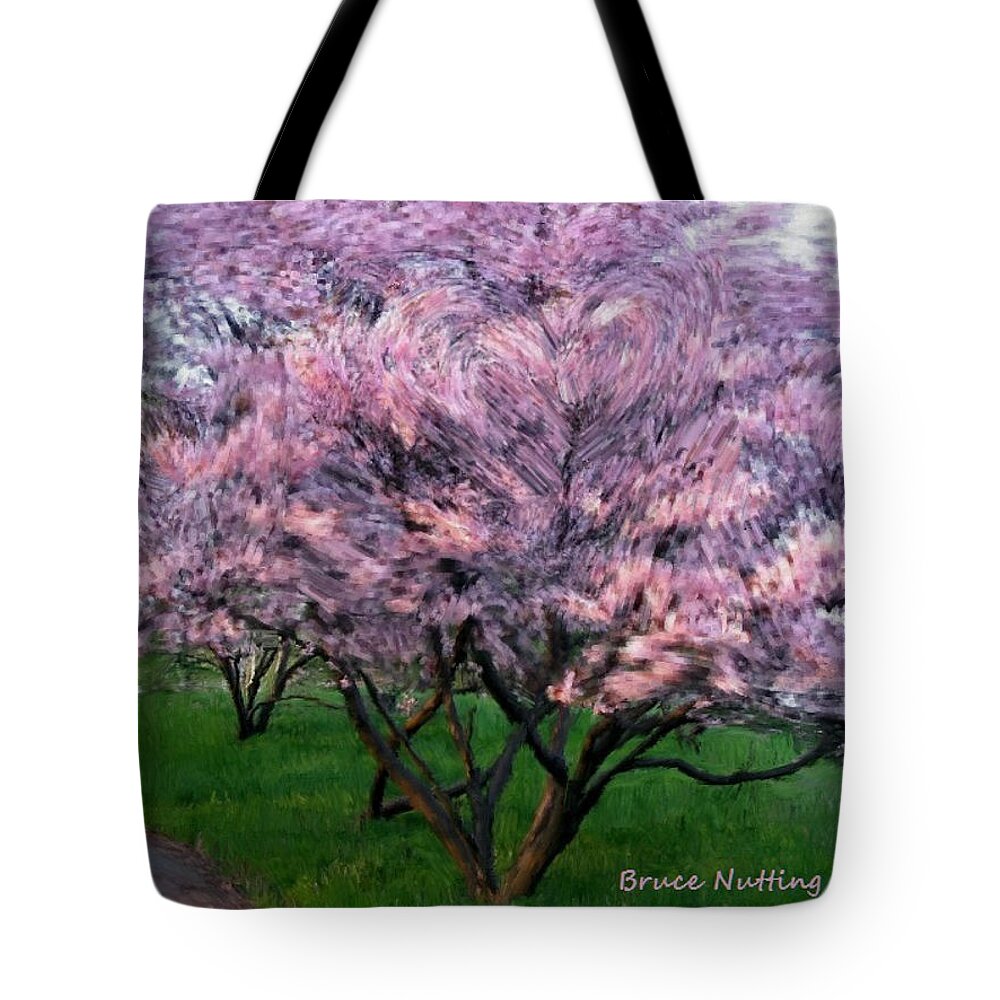 Tree Tote Bag featuring the painting Heartfelt Cherry Blossoms by Bruce Nutting