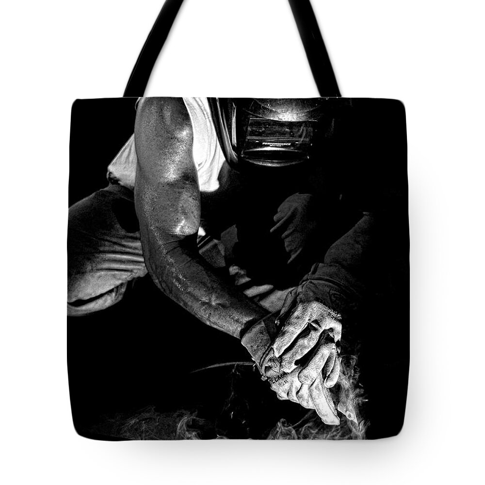 Welder Tote Bag featuring the photograph Heat by Stuart Harrison