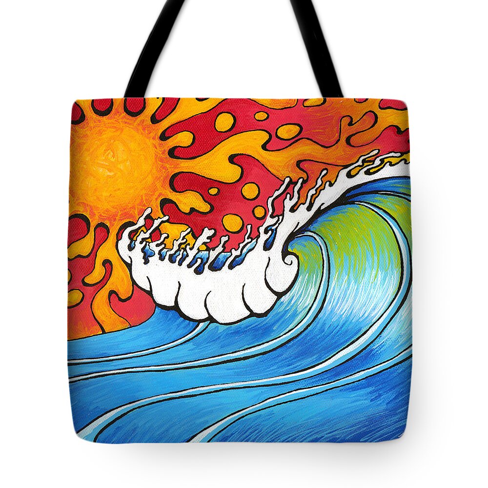 Surf Tote Bag featuring the painting Heat Wave by Adam Johnson