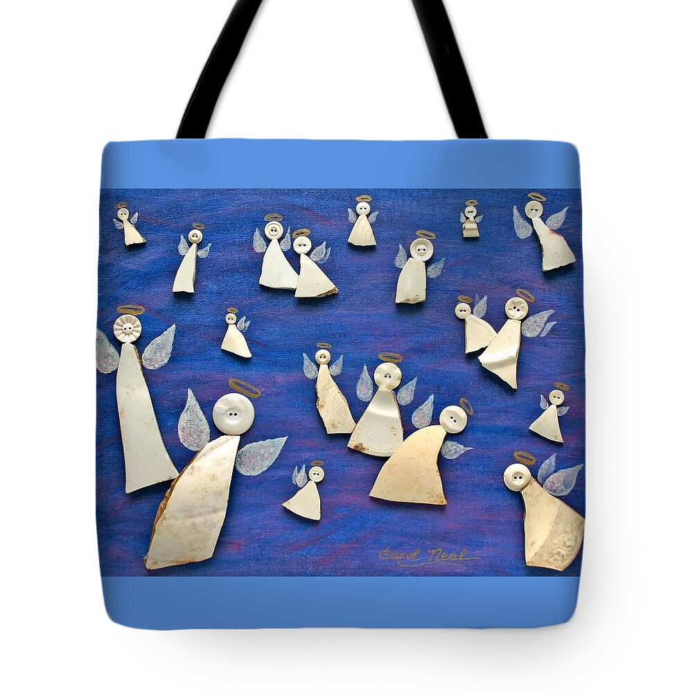 Angel Tote Bag featuring the mixed media Heavenly Host by Carol Neal