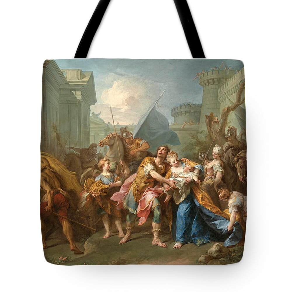 Jean Ii Restout Tote Bag featuring the painting Hector Taking Leave of Andromache by Jean II Restout