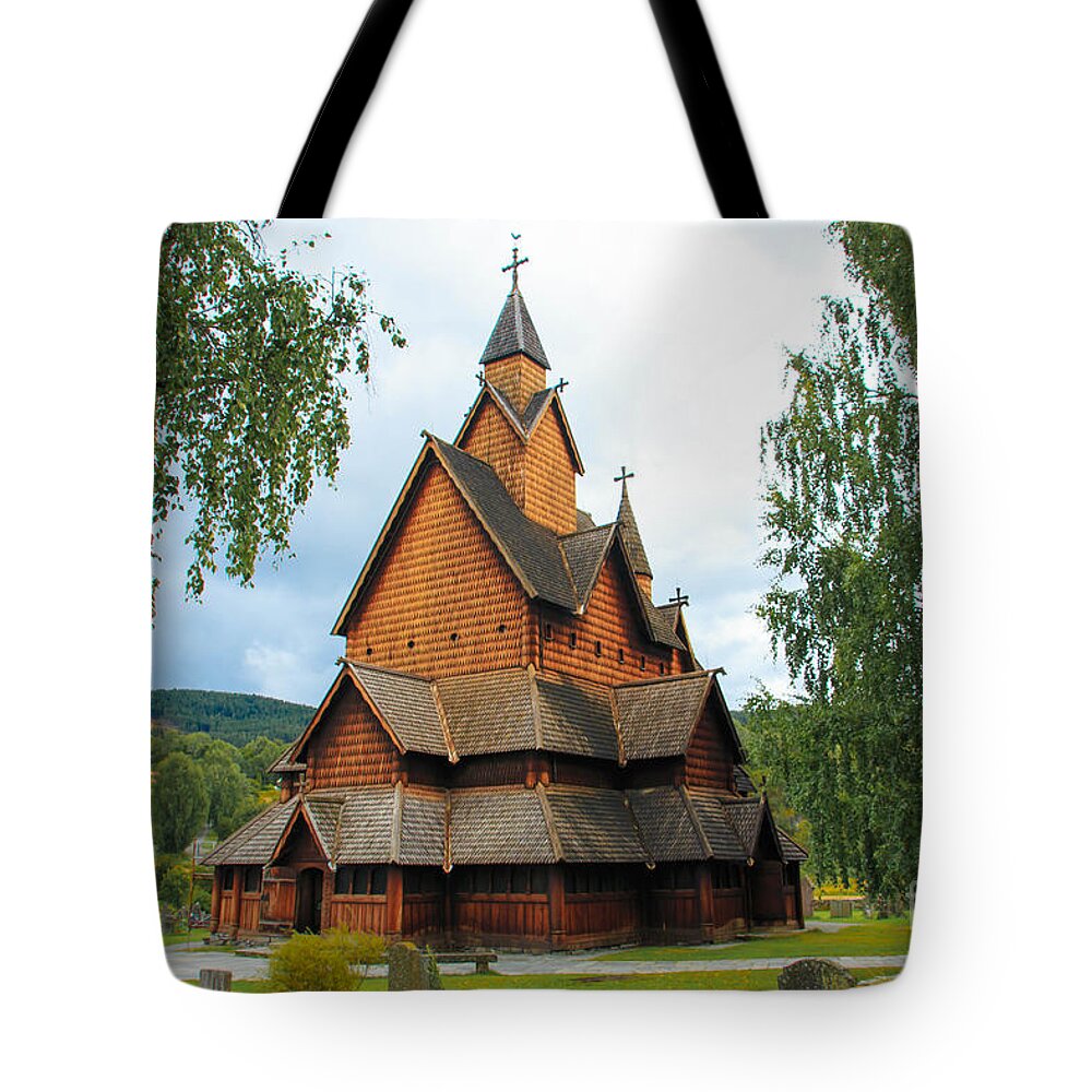 Norway Tote Bag featuring the photograph Heddal Stave Church in Norway by Amanda Mohler