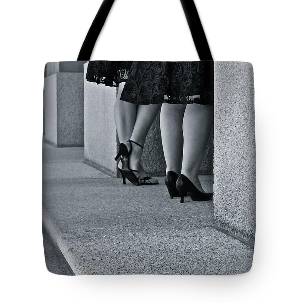 Lace Tote Bag featuring the photograph Heels and Lace by Linda Bianic