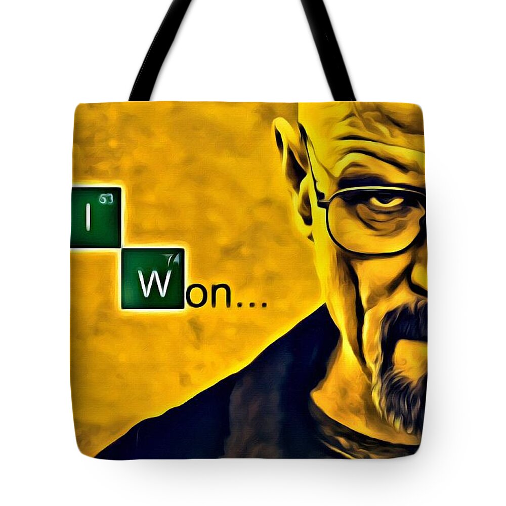 Tv Tote Bag featuring the painting Heisenberg Won by Florian Rodarte