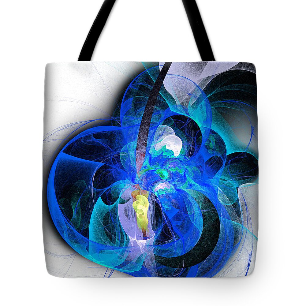 Andee Design Abstract Tote Bag featuring the digital art Her Heart Is A Guitar Blue by Andee Design