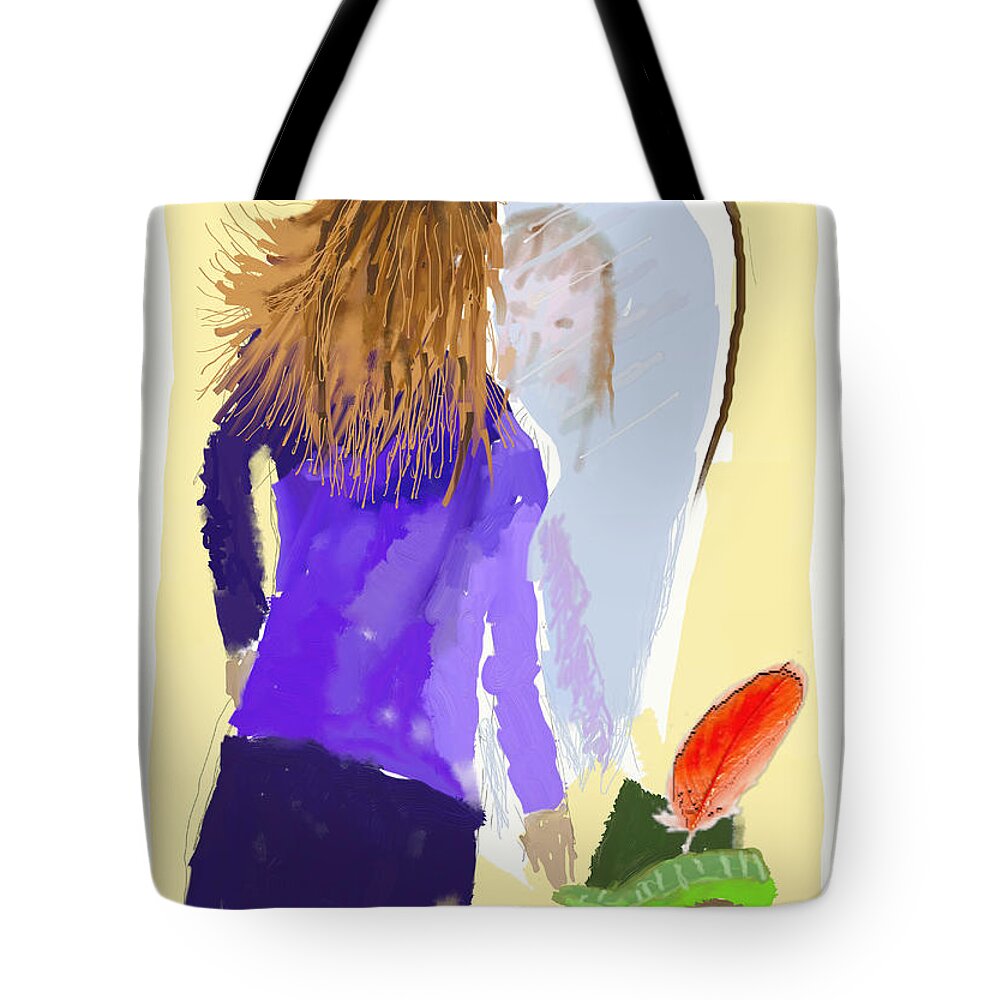 Woman Tote Bag featuring the digital art Her Reflection by Arline Wagner