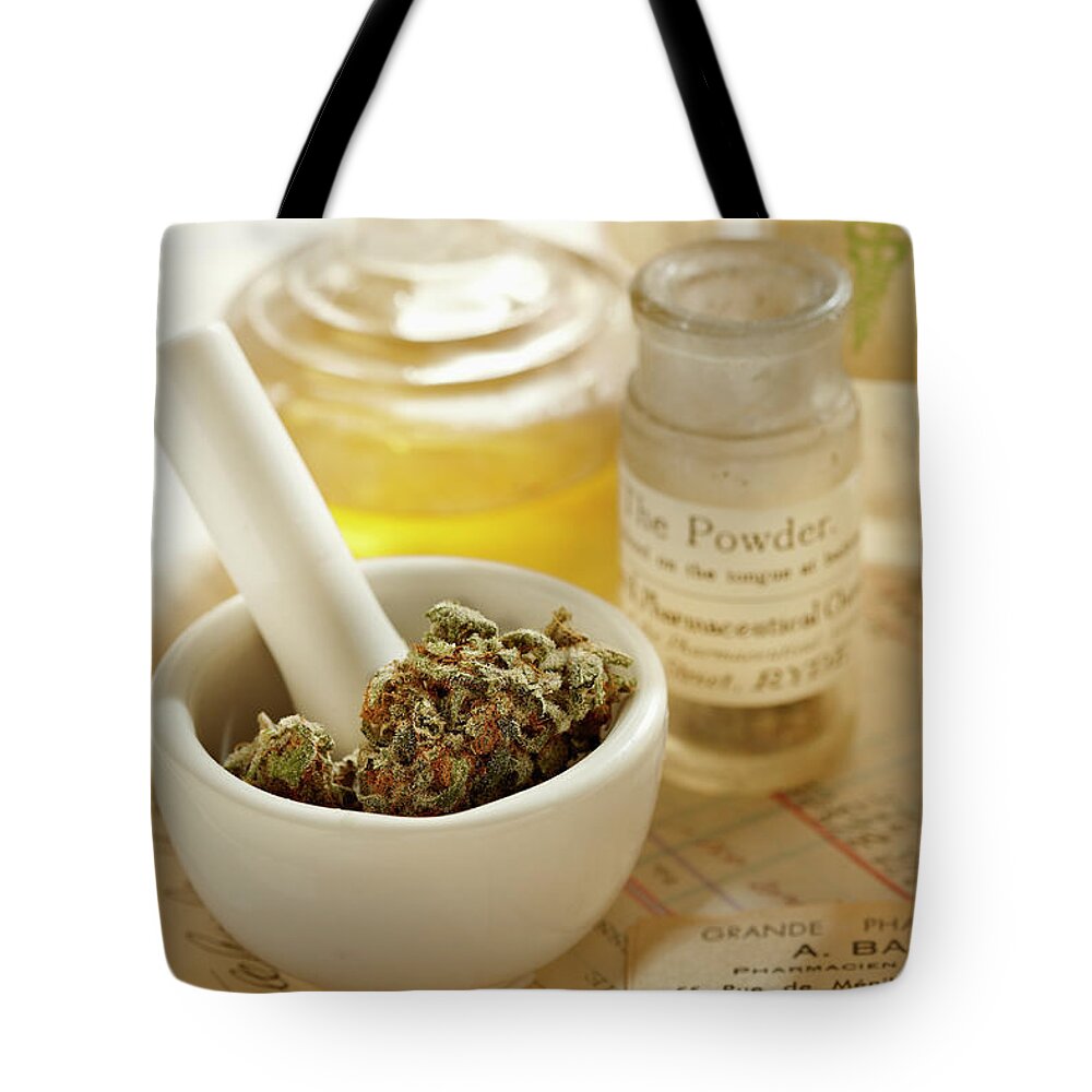 Mortar And Pestle Tote Bag featuring the photograph Herbal Medicine by Lew Robertson