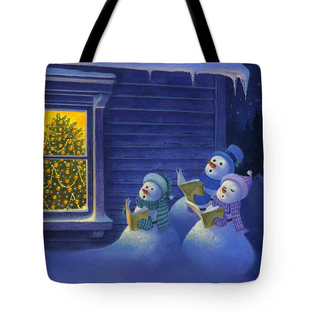 Michael Humphries Tote Bag featuring the painting Here We Come A Caroling by Michael Humphries