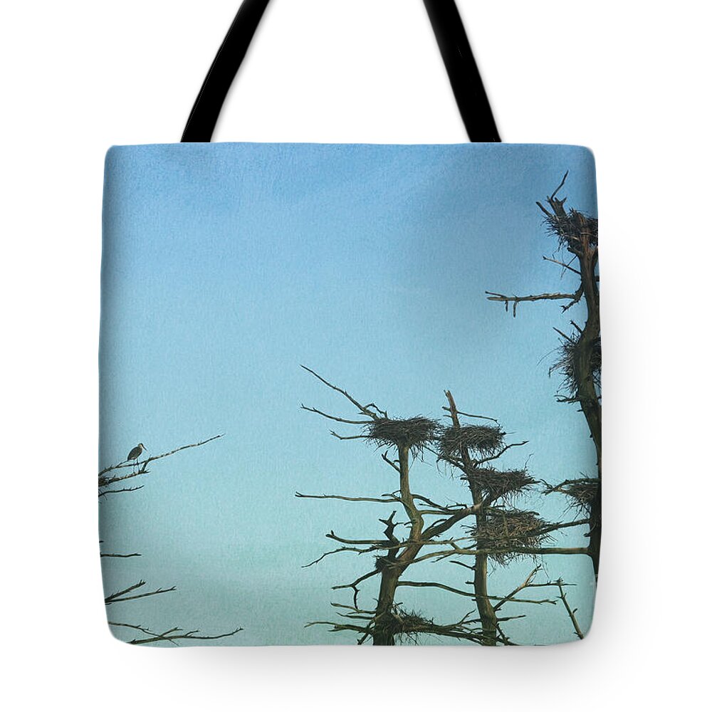 Herons Tote Bag featuring the photograph Heron Condos by Jayne Carney