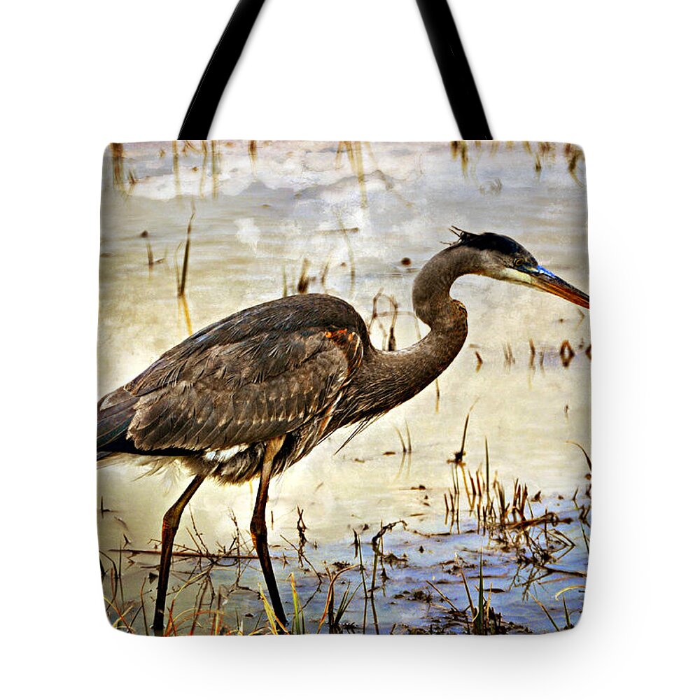 Birds Tote Bag featuring the photograph Heron on a Cloudy Day by Marty Koch