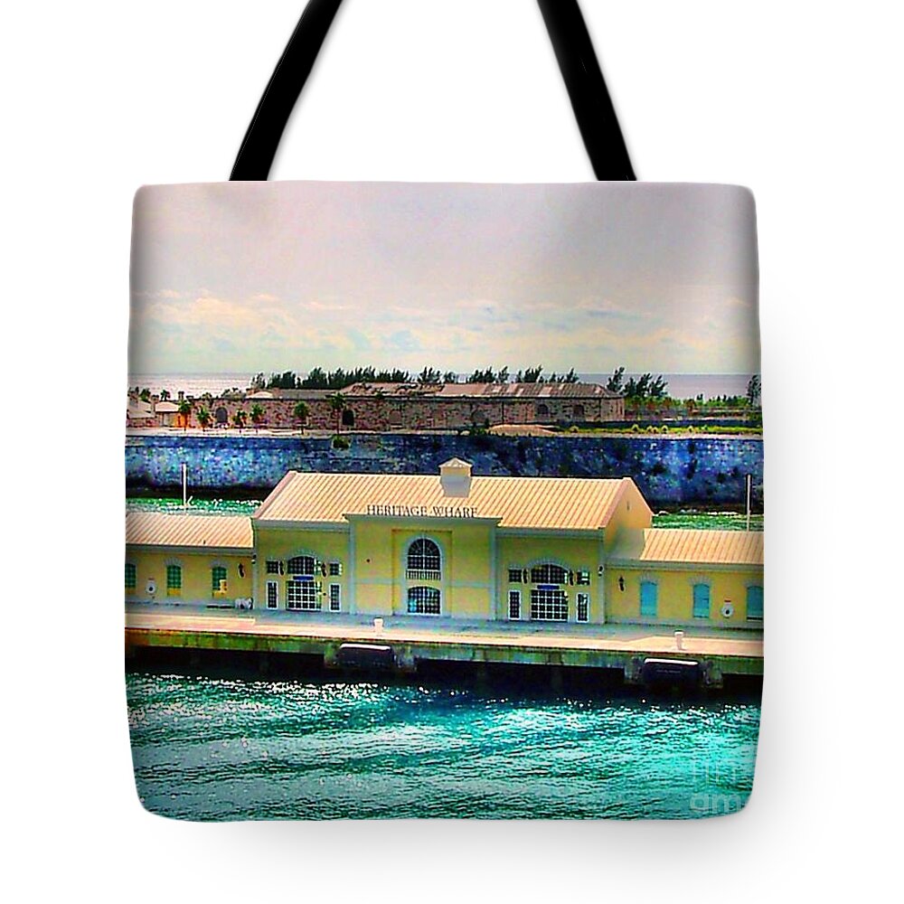 Bermuda Tote Bag featuring the photograph Hertiage Wharf by Judy Palkimas